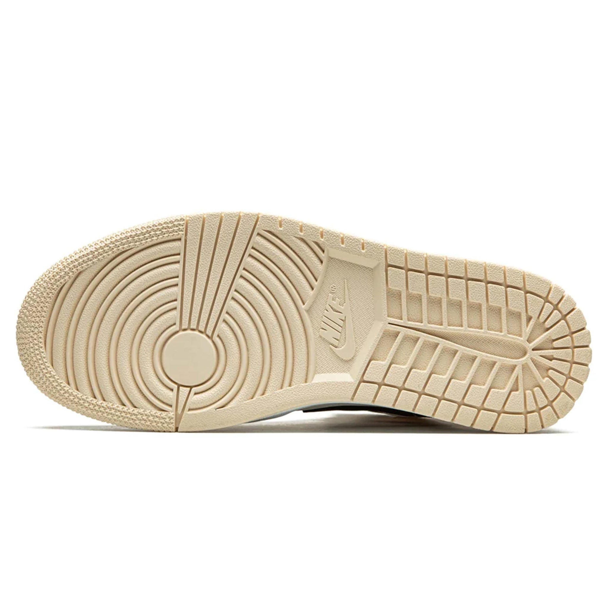 Sole view of Air Jordan 1 Mid Barely Orange (W) BQ6472-800